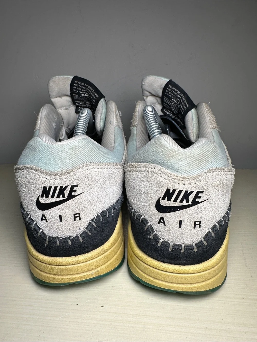 Nike Air max 1 87 N7 Suede leather authentic Cream Black & Yellow sneakers